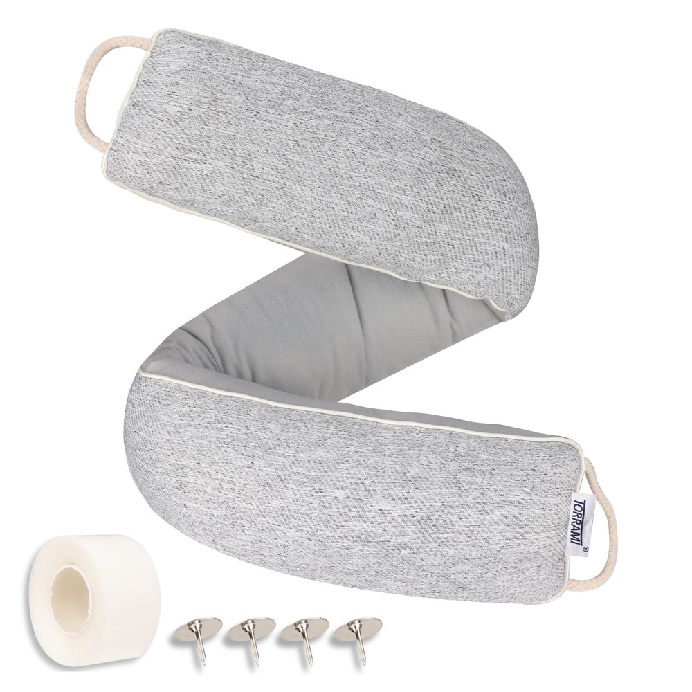 TORRAMI 32" Door Draft Stopper Under Bottom Insulation Noise Air Stopper 2.16LB,Draft Stopper Guard Seal for Doors and Windows - Light Gray