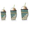 Sunflower and Dilapidated Wooden Board Reusable Iced Coffee Cup Sleeve Daisy Hot Insulator Sleeve Neoprene Cup Holder with Handle for Soda Coffee Latte Cups (16 oz) view 1