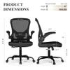 Flysky Mesh Office Chair, Ergonomic Computer Desk Chairs for Home Office - with Comfy/Comfortable Flip-up Arm Rests, Lumbar Support, Height Adjustable, 360 Degree Rolling Swivel (Black) view 3