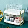 2-Tier Cups Mugs Drying Rack with Drain Tray, Tableware Fruit Storage Rack, Kitchen Countertop Organizer Shelf Tea Tray for Water Coffee Glass Cup Bowls Food and Seasoning Jar Holder (White) view 1