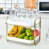 2-Tier Cups Mugs Drying Rack with Drain Tray, Tableware Fruit Storage Rack, Kitchen Countertop Organizer Shelf Tea Tray for Water Coffee Glass Cup Bowls Food and Seasoning Jar Holder (White) view 2