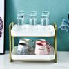 2-Tier Cups Mugs Drying Rack with Drain Tray, Tableware Fruit Storage Rack, Kitchen Countertop Organizer Shelf Tea Tray for Water Coffee Glass Cup Bowls Food and Seasoning Jar Holder (White) view 4