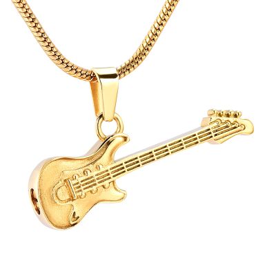 SHEIL Music Instrument Collection Cremation Jewelry for Ashes Pendant Stainless Steel Keepsake Memorial Guitar Urn Necklace