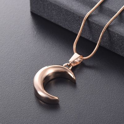 SHEIL Crescent Moon Memorial Urns Necklace for Ashes - Stainless Steel Cremation Keepsake Jewelry Pendant for Funeral Keepsake Gift