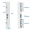 Tall Bathroom Storage Cabinet with Adjustable Shelves, Narrow Storage Cabinet with 2 Doors, Drawer, Toilet Paper Holder, Slim Storage Cabinet for Small Space, Kitchen, Laundry, Entryway, White view 2