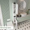 Tall Bathroom Storage Cabinet with Adjustable Shelves, Narrow Storage Cabinet with 2 Doors, Drawer, Toilet Paper Holder, Slim Storage Cabinet for Small Space, Kitchen, Laundry, Entryway, White view 3