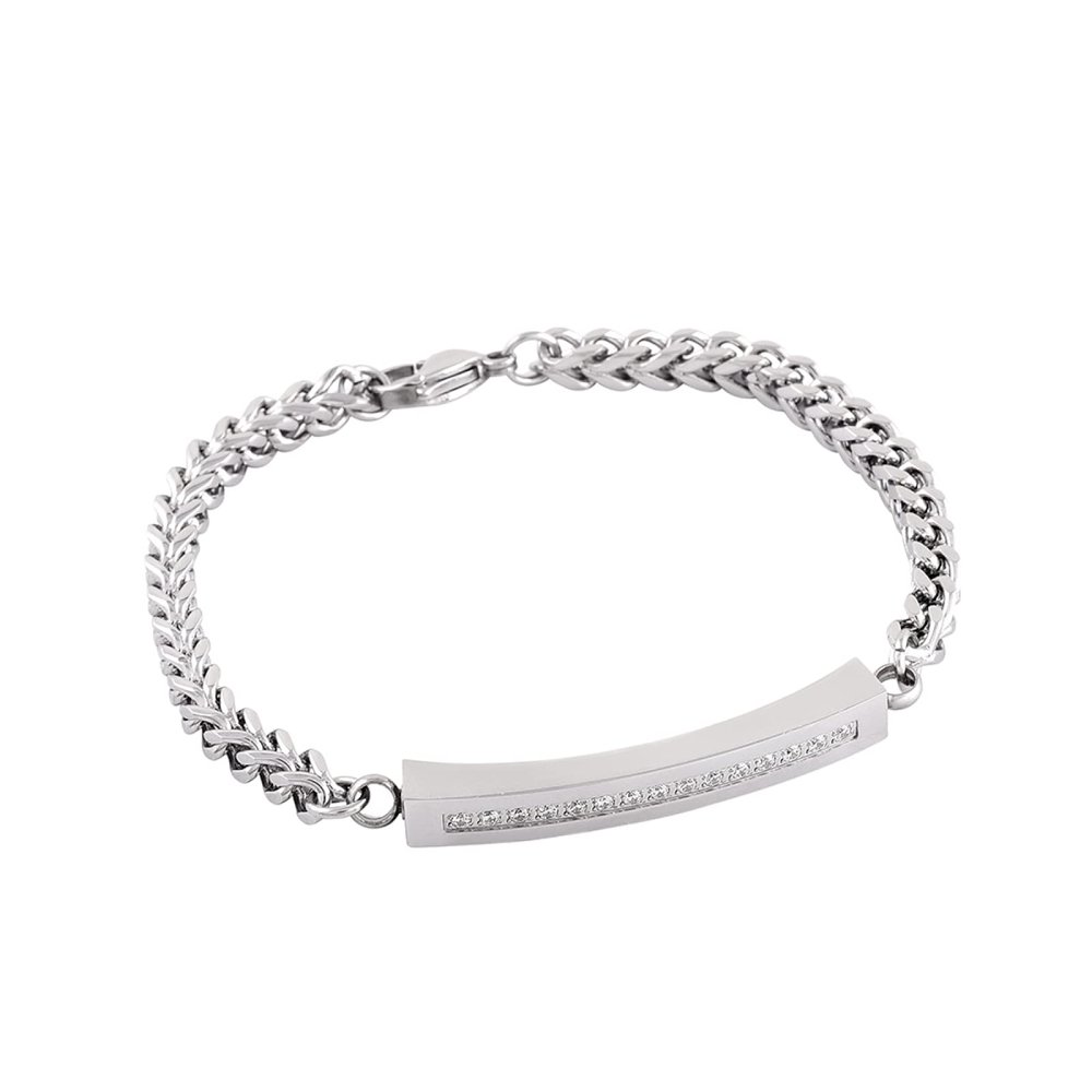 SHEIL Stainless Steel Cremation Ashes Keepsake Urn Bracelet Crystals Inlay Memorial Ash Holder Chain Bracelet for Women,24cm