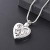 SHEIL Lovely Pet Dove Heart Pendant Peace Bird with Olive Branch Cremation Necklace Vintage Wing Pigeon Animal Cremation Pendant view 2