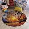 Brown Round Home Office Computer Hardwood Floor Protector Mat Faded Leaves on Hill Slop Season Landscape Soft Thick Low Pile Gaming Rolling Desk Chair Mat Carpet Fall Tree Decor Diameter 39 in view 1
