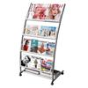 LIWSHWZ Magazine Rack Floor Standing,Brochure Display Stand, 4 Pockets Metal Literature Stand,Newspaper Rack with Wheels for Trade Show Exhibitions Office Retail Store view 1