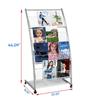 LIWSHWZ Magazine Rack Floor Standing,Brochure Display Stand, 4 Pockets Metal Literature Stand,Newspaper Rack with Wheels for Trade Show Exhibitions Office Retail Store view 2