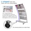 LIWSHWZ Magazine Rack Floor Standing,Brochure Display Stand, 4 Pockets Metal Literature Stand,Newspaper Rack with Wheels for Trade Show Exhibitions Office Retail Store view 3
