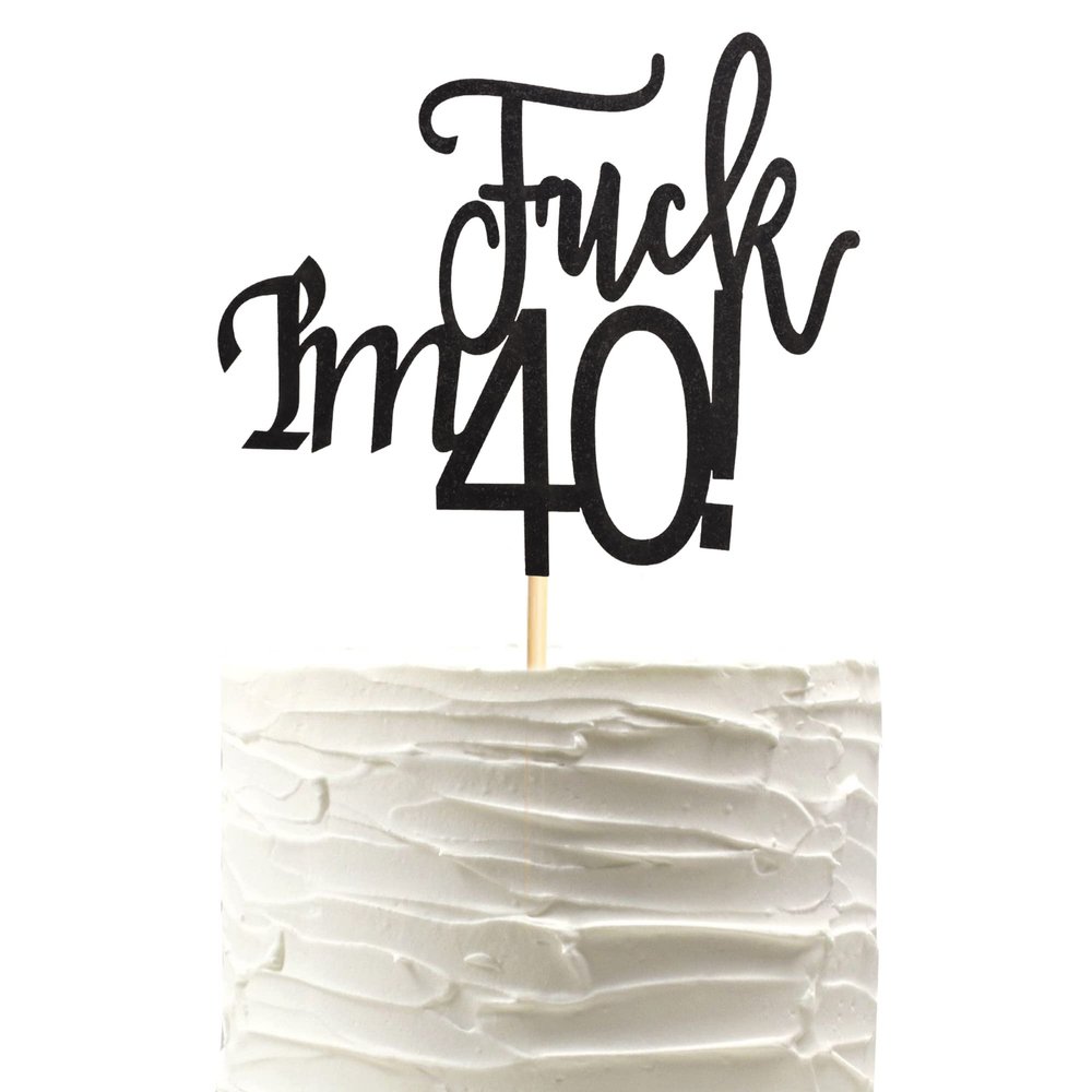 Arthsdite 40th Cake Topper for Men and Women Forty Birthday Decorations Funny 40 and Fabulous Decoration - Black Glitter