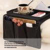 Couch Sofa Arm Table, Folding Arm Storage Sofa Tray Holder Table 600D Oxford Cloth Side Pockets for Couch(Black) view 3