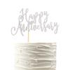 Arthsdite Happy Anniversary Cake Topper Decorations Wedding Anniversary Cake Topper Supplies Party Decoration Cake Decor - Silver Glitter view 1