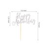 Arthsdite Happy Anniversary Cake Topper Decorations Wedding Anniversary Cake Topper Supplies Party Decoration Cake Decor - Silver Glitter view 2