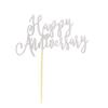 Arthsdite Happy Anniversary Cake Topper Decorations Wedding Anniversary Cake Topper Supplies Party Decoration Cake Decor - Silver Glitter view 3