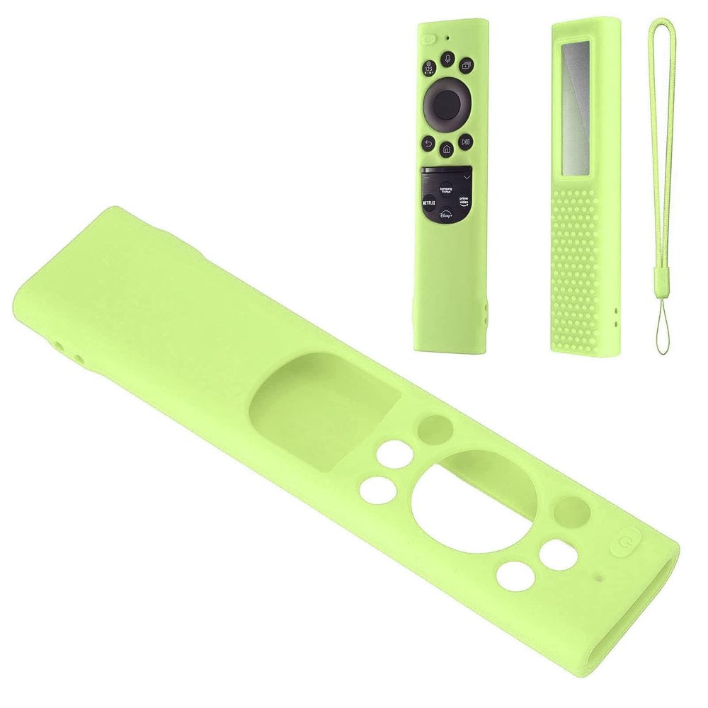 Fdit Remote Control Cover, Solar Cell Anti Drop Silicone Remote Control Replacement Cover Protetcor Accessories fit for TM2180EcoBN59(Luminous Green)
