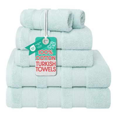 American Soft Linen Salem Turkish Bath Towel Set, 100% Cotton 600 GSM 6 Piece Towels for Bathroom, 2 Bath Towels 2 Hand Towels 2 Washcloths, Mint