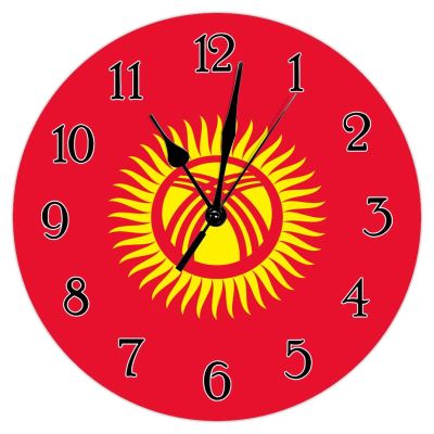 Kyrgyzstan Flag Wooden Clock Rustic 15inch Round Wall Clock Kyrgyzstan Clocks Silent Battery Operated Art Clocks for Dinning Living Room Modern National Flag Home Decor Art Clock Birthday Gift