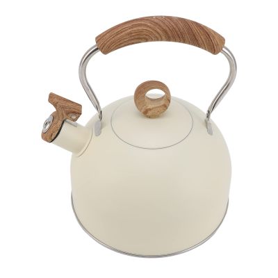 2.5 Liter Stainless Steel Whistling Tea Kettle, Whistling Tea Pot Stove Top Teakettles with Loud Whistle and Ergonomic Handle(Beige)