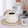 2.5 Liter Stainless Steel Whistling Tea Kettle, Whistling Tea Pot Stove Top Teakettles with Loud Whistle and Ergonomic Handle(Beige) view 3