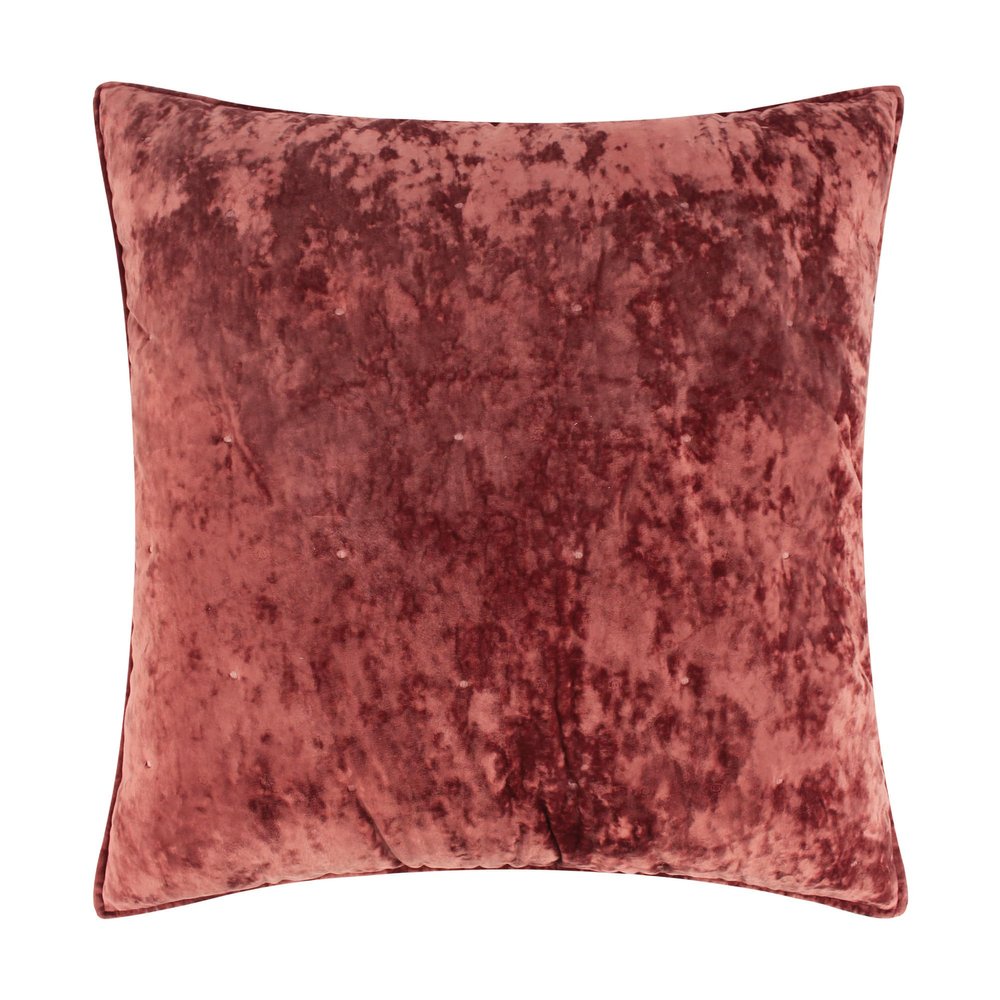 Levtex Home Birch Hill Velvet Spice Quilt - Euro Sham - Persimmon/Rust - Velvet - Dot Stitch Quilting - Quilt (26x26in.), No Insert - Polyester