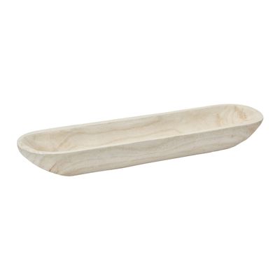 Creative Co-Op Decorative Paulownia Wood Tray, White