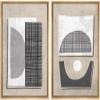 SIGNWIN Framed Canvas Print Wall Art Set Mid-Century Art Deco Polygon Collage Abstract Shapes Illustrations Minimal Decorative Nordic Zen Bohemian for Living Room, Bedroom, Office - 24"x36"x2 Natural view 1