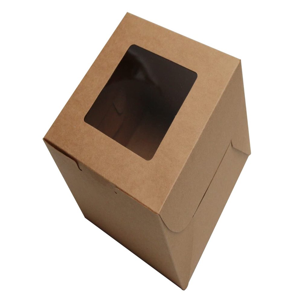 PQZKLDP Kraft Bakery Boxes 6x6x5 Inch - 12Pack Window Gift Boxes