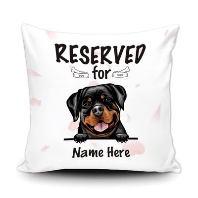 MALIHONG Personalized Reserved for The Dog Throw Pillow Cover Rottweiler Funny Puppy Pet White Canvas Pillow Case for Home Decoration Dog Lovers Gift 20x20 Inch