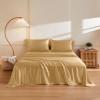 THXSILK Silk Sheet Set 4Pcs, 6A+ Top Grade 100% Natural Mulberry Silk Bed Sheets, Luxury Bedding Sets Ultra Soft Durable, 1 Fitted Sheet, 1 Flat Sheet and 2 Pillow Shams (Cal. King, Metallic Gold) view 1