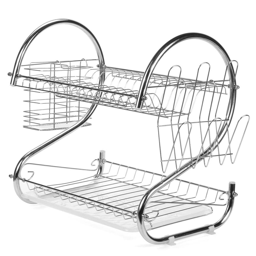 Acofuns Multifunction 2 Tier Kitchen Dish Cutlery Drainer Rack Drip Tray Plate Holder Drain Shelf