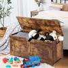 Timberer 39.4" Storage Chest, Wooden Storage Bench, Lift Top Toy Chest with 2 Safety Hinges, Large Toy Box, Entryway Bench for Living Room, Bedroom, Rustic Brown view 2
