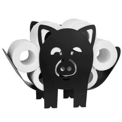 Acofuns Black Toilet Paper Holder Metal Pig Shape Tissue Storage Rack