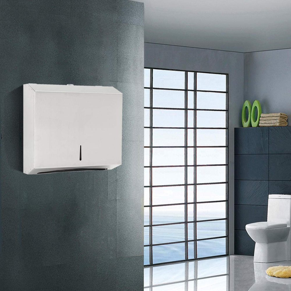 Acofuns Stainless Steel Compact Hand Towel Paper Shelf Holder Dispenser with Lock Washroom Use