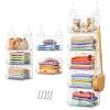 5 Tier Closet Hanging Organizer, Clothes Hanging Shelves with 4 Hanging Hooks 5 S Hooks, Wire Storage Basket Bins, for Clothing Sweaters Shoes Handbags Clutches Accessories Patent Design-White view 1