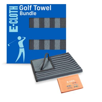 E-Cloth Pro Performance Golf Towel Bundle - Premium Microfiber Towel for Cleaning Clubs, Balls & Sunglasses, Dual-Sided Quick Dry Bag Cloth with Loop, Golf Accessories for Men & Women
