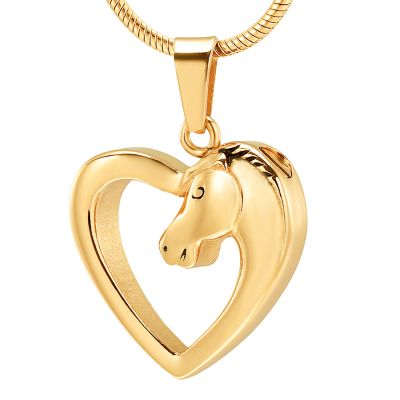 SHEIL Horse Heart Memorial Jewelry 316L Stainless Steel Animal Cremation Urn Necklace Keepsake Pendant for Funeral Remembrance