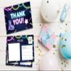Birthday Thank You Postcards, Neon Roller Skating Thank You Cards for Kids Girls Boys Birthday Party, Baby Shower Party, Set of 20 (A05) view 3