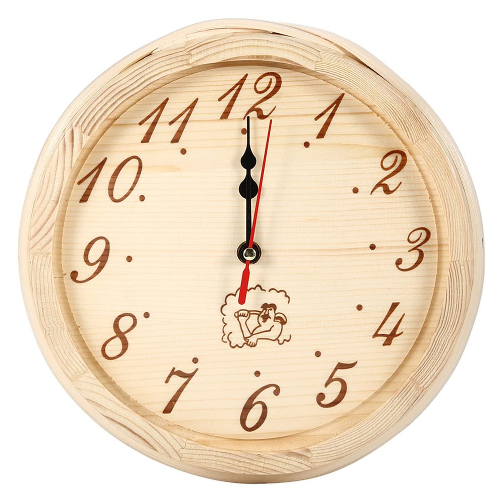 9.1 x 2.4in Wooden Wall Clock,Sauna Clock High Temperature Resistant,Digital Bathroom Shower Wall Clock for Sauna Room Home Bathroom Office Use