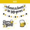 Happy 30th Birthday Banner - Cheers to 30 Years Banner 30 Years Old Cake Topper, Glittery Circle Dots Garland 30th Birthday Decorations Party Supplies (Black Gold) view 3