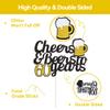 60th Birthday Decorations for Men - Cheers and Beers to 60 Years Banner and Cake Topper, Glittery Circle Dots Garland, 60th Birthday Party Supplies (Black Gold) view 4