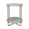 FUFU Living Room Marble Sofa Side Table, 2-Story Storage Rack, Metal Coffee Table, Office Furniture, Bedside Table view 1