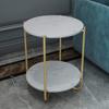 FUFU Living Room Marble Sofa Side Table, 2-Story Storage Rack, Metal Coffee Table, Office Furniture, Bedside Table view 2