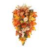 GAKYOUR Fall Harvest Teardrop Swag Thanksgiving Teardrop Wreath with Maple Leaves & Berry Artificial Floral Swag for Home Wall Door Indoor Outdoor Wedding Home Party Halloween Decor 21.7Inch view 1