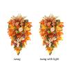 GAKYOUR Fall Harvest Teardrop Swag Thanksgiving Teardrop Wreath with Maple Leaves & Berry Artificial Floral Swag for Home Wall Door Indoor Outdoor Wedding Home Party Halloween Decor 21.7Inch view 3