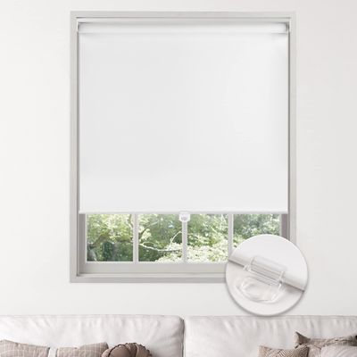 Sulugood Cordless Blackout Roller Shades Cordless spring-roller shades, Household Commercial, Anti UV Glare Blackout View Spring Blinds.White,43" W x 64" H