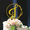 Vinisong Personalized Initial Letter J Cake Topper Wooden Wreath Monogram Cake Toppers Perfect for Birthday Rustic Wedding Anniversary Party Keepsake Decoration(Design 07,J) view 3