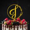 Vinisong Personalized Initial Letter J Cake Topper Wooden Wreath Monogram Cake Toppers Perfect for Birthday Rustic Wedding Anniversary Party Keepsake Decoration(Design 07,J) view 4